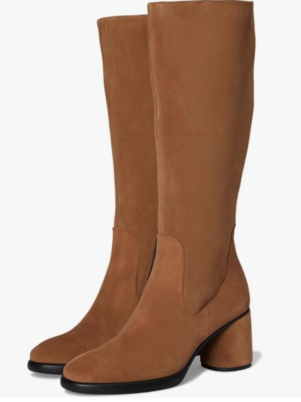 ECCO‎ Side Zip Block Heel Knee High Boots Leather Brown Size 41  US 10 -10.5 NEW